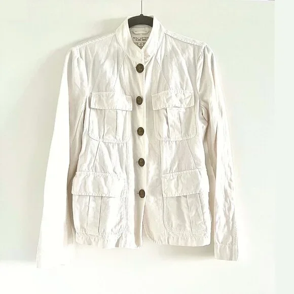 Nili Lotan Cambre Utility Jacket in White Sand Size M - Picture 4 of 14